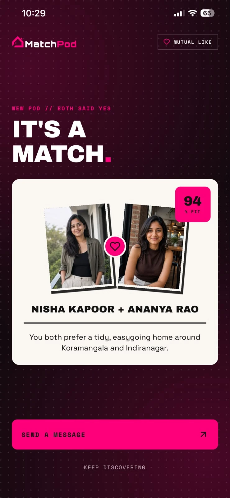 Nisha's sample MatchPod profile photo